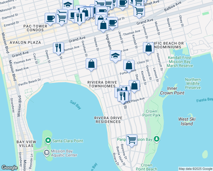 map of restaurants, bars, coffee shops, grocery stores, and more near 3971 Haines Street in San Diego