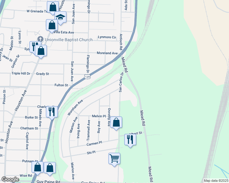 map of restaurants, bars, coffee shops, grocery stores, and more near 4073 San Carlos Drive in Macon