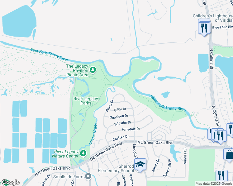 map of restaurants, bars, coffee shops, grocery stores, and more near 3022 Pitkin Drive in Arlington