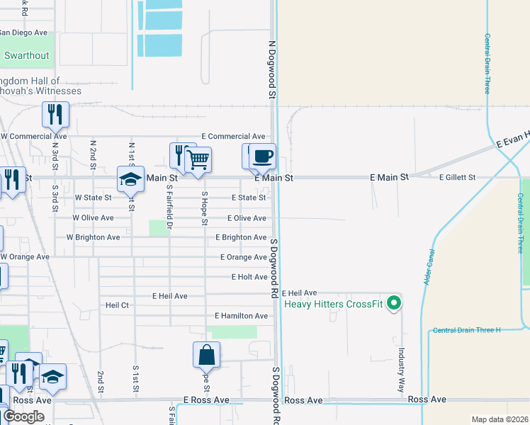 map of restaurants, bars, coffee shops, grocery stores, and more near 473 East State Street in El Centro