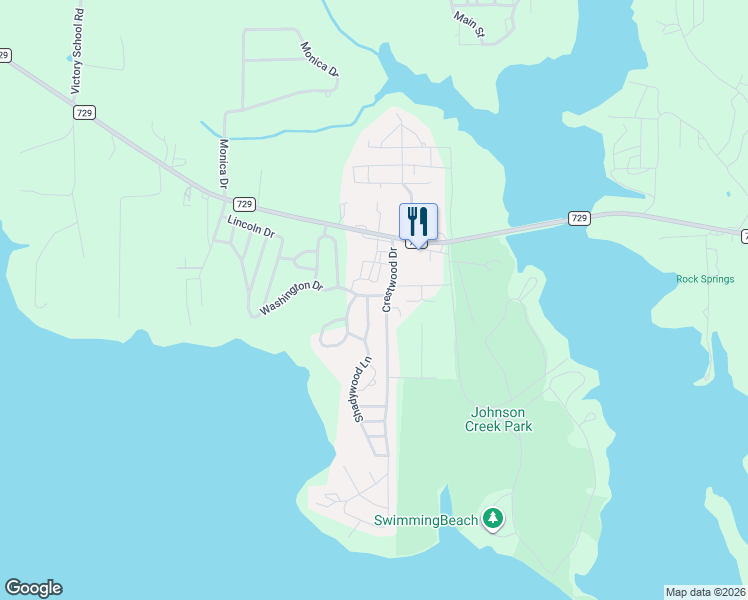 map of restaurants, bars, coffee shops, grocery stores, and more near 296 Crestwood Drive in Avinger