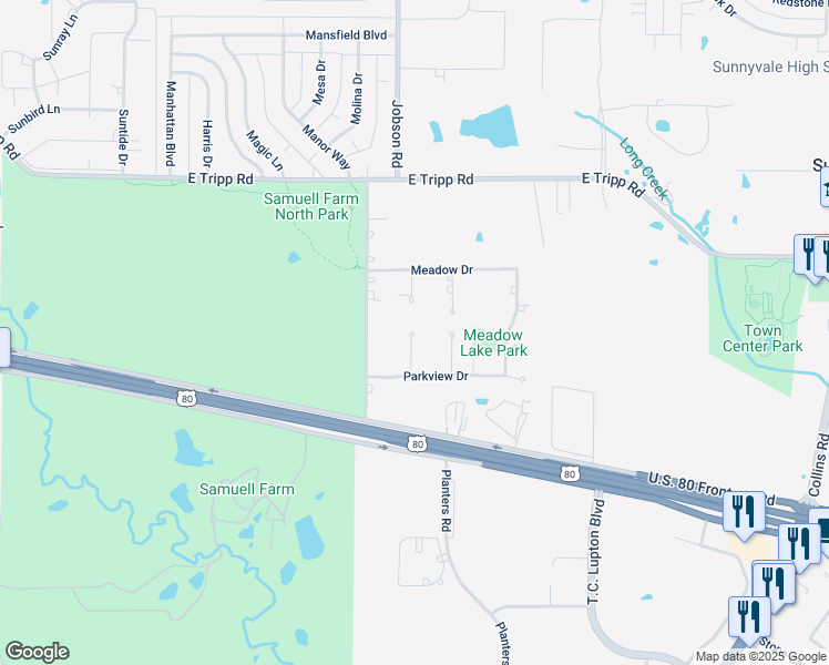 map of restaurants, bars, coffee shops, grocery stores, and more near 2591 Texas Circle in Sunnyvale