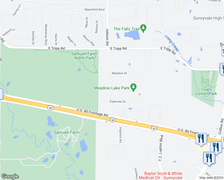 map of restaurants, bars, coffee shops, grocery stores, and more near 2863 Texas Circle in Sunnyvale