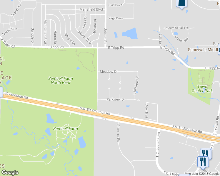 map of restaurants, bars, coffee shops, grocery stores, and more near 4880 Texas Circle in Sunnyvale