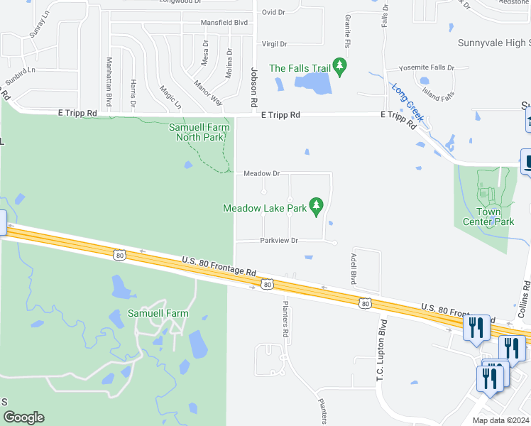 map of restaurants, bars, coffee shops, grocery stores, and more near 9224 Texas Circle in Sunnyvale