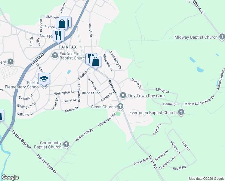 map of restaurants, bars, coffee shops, grocery stores, and more near 614-652 River Rd in Valley