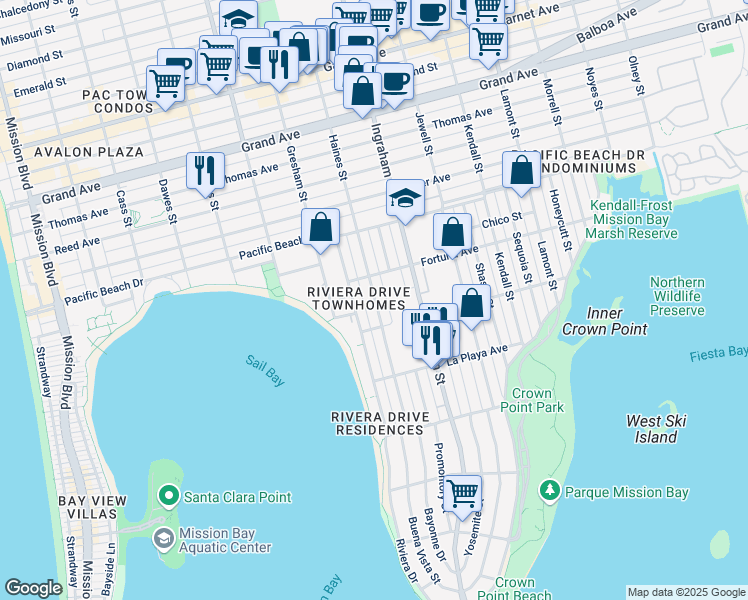 map of restaurants, bars, coffee shops, grocery stores, and more near 3971 Haines Street in San Diego