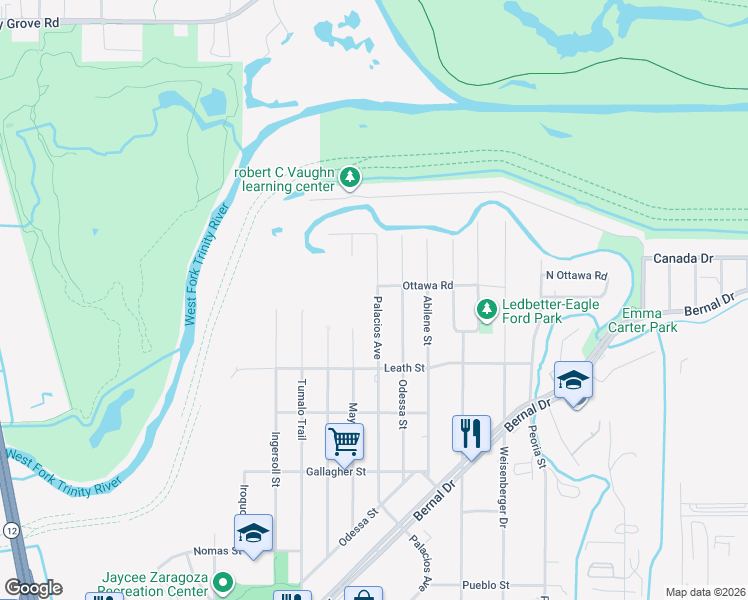 map of restaurants, bars, coffee shops, grocery stores, and more near 4035 Palacios Avenue in Dallas