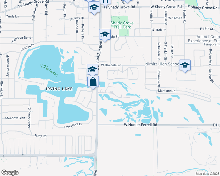 map of restaurants, bars, coffee shops, grocery stores, and more near 943 Turtle Cove in Irving