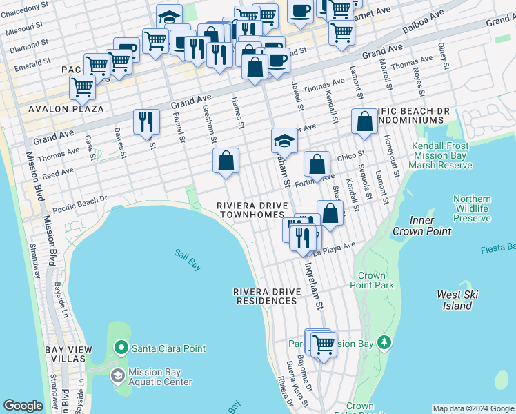 map of restaurants, bars, coffee shops, grocery stores, and more near 3971 Haines Street in San Diego
