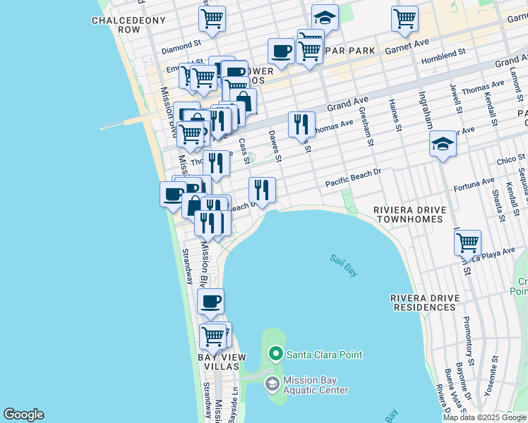 map of restaurants, bars, coffee shops, grocery stores, and more near 1061 East Briarfield Drive in San Diego