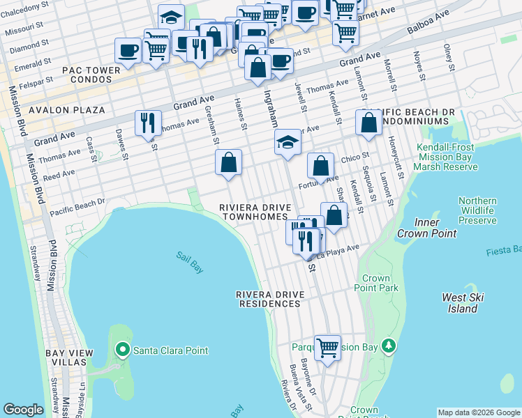 map of restaurants, bars, coffee shops, grocery stores, and more near 3971 Haines Street in San Diego