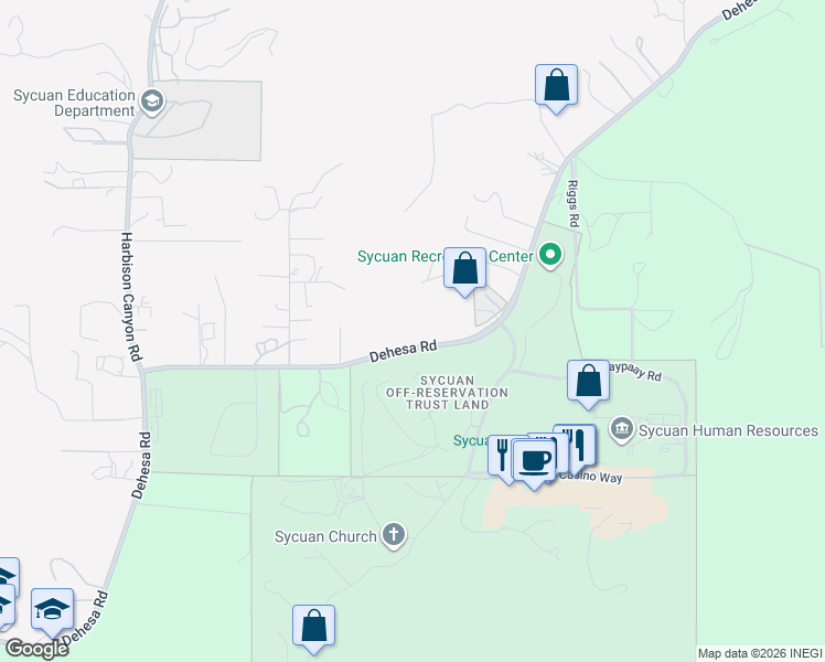 map of restaurants, bars, coffee shops, grocery stores, and more near 5352 Dehesa Road in El Cajon