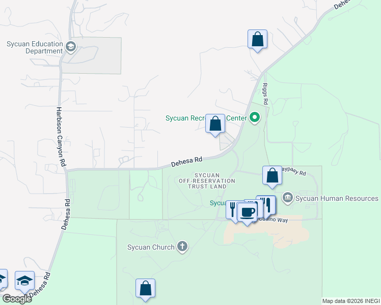 map of restaurants, bars, coffee shops, grocery stores, and more near 5550 Dehesa Road in El Cajon