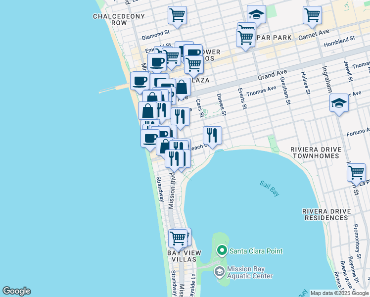 map of restaurants, bars, coffee shops, grocery stores, and more near 4104 Bayard Street in San Diego