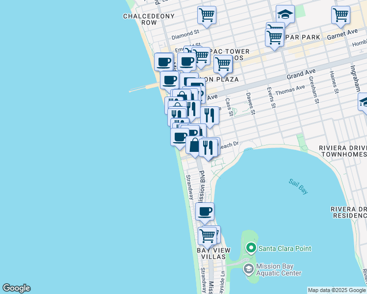 map of restaurants, bars, coffee shops, grocery stores, and more near 713 Oliver Avenue in San Diego