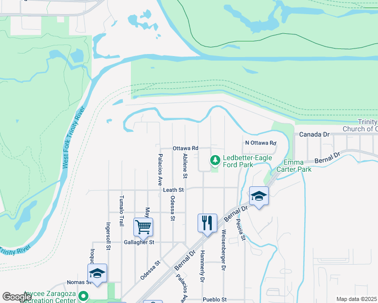 map of restaurants, bars, coffee shops, grocery stores, and more near 4044 Abilene Street in Dallas