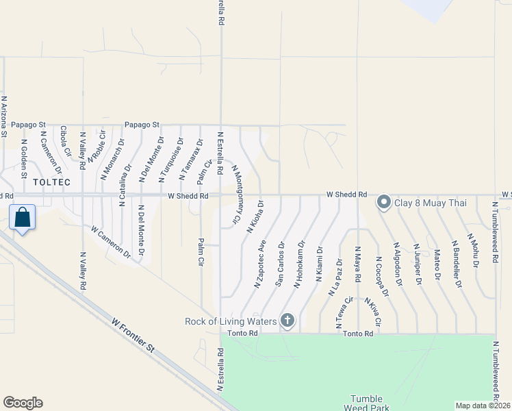 map of restaurants, bars, coffee shops, grocery stores, and more near 3940 North Kioha Drive in Eloy