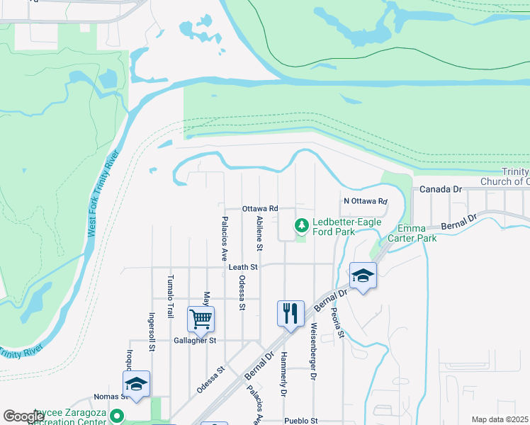 map of restaurants, bars, coffee shops, grocery stores, and more near 4044 Abilene Street in Dallas