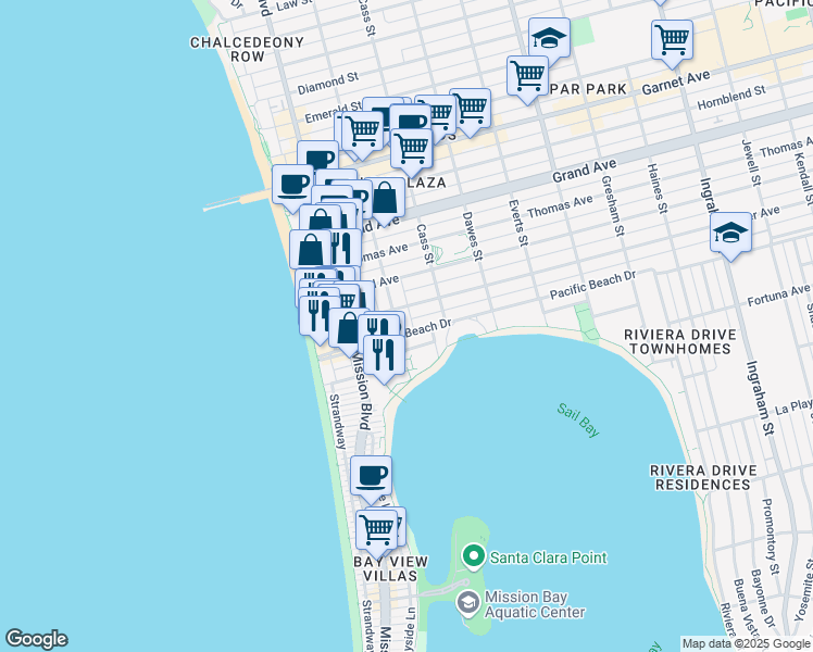 map of restaurants, bars, coffee shops, grocery stores, and more near 4111 Bayard Street in San Diego