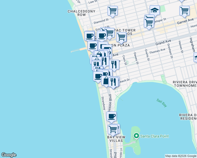 map of restaurants, bars, coffee shops, grocery stores, and more near 713 Oliver Avenue in San Diego