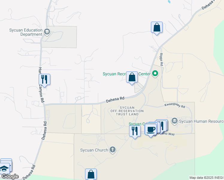 map of restaurants, bars, coffee shops, grocery stores, and more near 5550 Dehesa Road in El Cajon