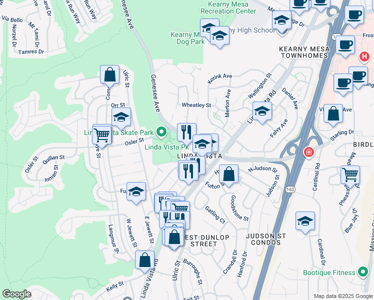 map of restaurants, bars, coffee shops, grocery stores, and more near in San Diego