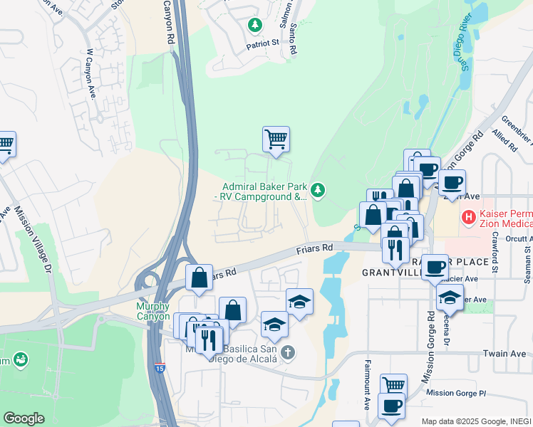 map of restaurants, bars, coffee shops, grocery stores, and more near 6529 Reflection Dr in San Diego
