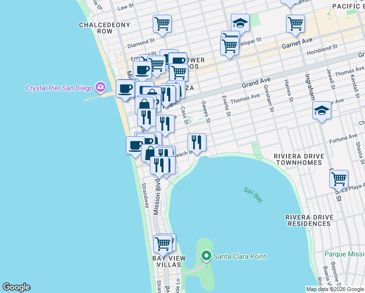map of restaurants, bars, coffee shops, grocery stores, and more near 1016 West Briarfield Drive in San Diego
