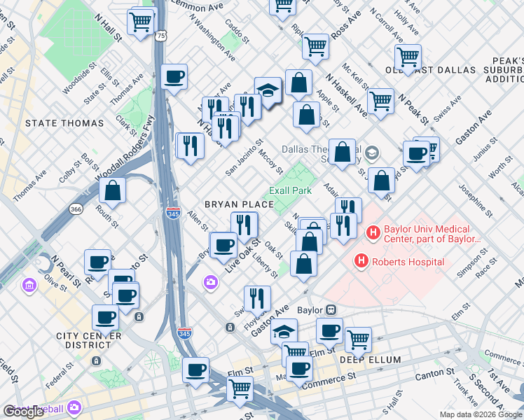 map of restaurants, bars, coffee shops, grocery stores, and more near 730 Cannen John Lane in Dallas