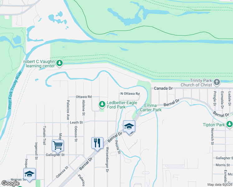 map of restaurants, bars, coffee shops, grocery stores, and more near 3937 Peoria Street in Dallas