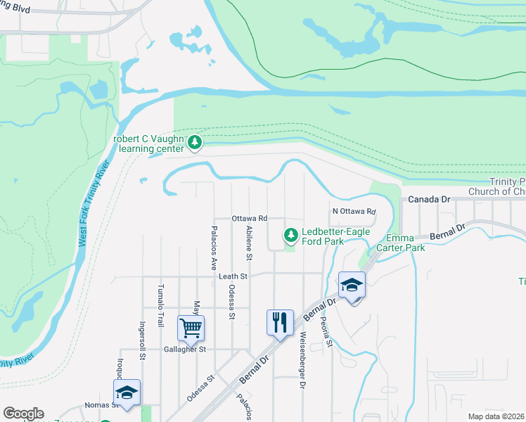 map of restaurants, bars, coffee shops, grocery stores, and more near 4044 Abilene Street in Dallas