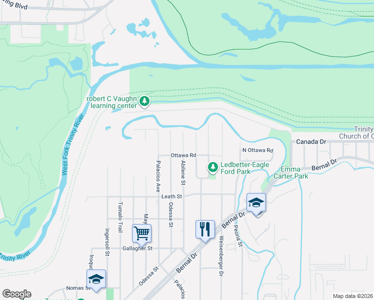 map of restaurants, bars, coffee shops, grocery stores, and more near 4044 Abilene Street in Dallas