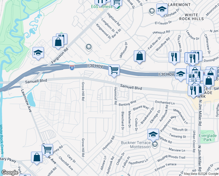 map of restaurants, bars, coffee shops, grocery stores, and more near in Dallas