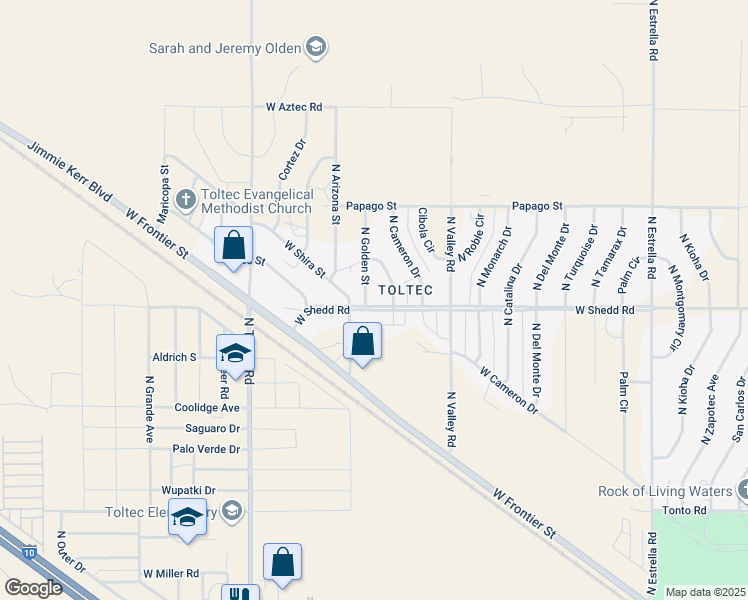 map of restaurants, bars, coffee shops, grocery stores, and more near 4030 North Seminole Circle in Eloy