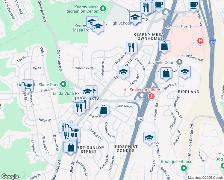 map of restaurants, bars, coffee shops, grocery stores, and more near 2610 Daniel Avenue in San Diego