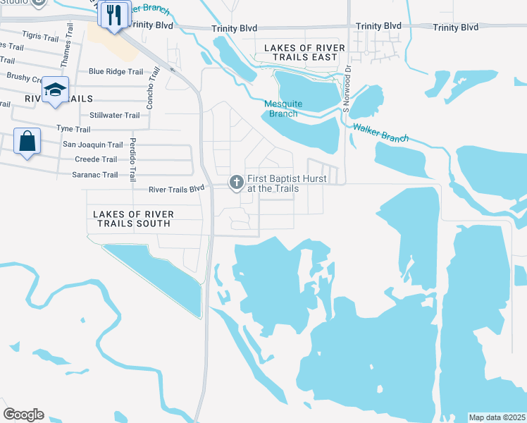 map of restaurants, bars, coffee shops, grocery stores, and more near 9000-9334 Trammel Davis Road in Fort Worth