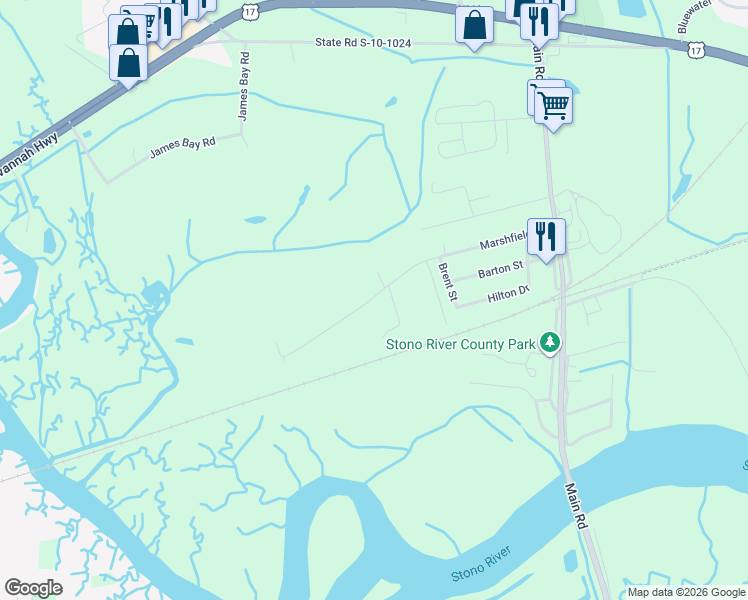 map of restaurants, bars, coffee shops, grocery stores, and more near 3717 Marshfield Road in Johns Island