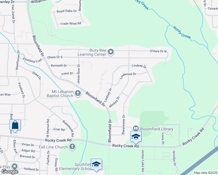 map of restaurants, bars, coffee shops, grocery stores, and more near 4009 Lindsey Drive in Macon