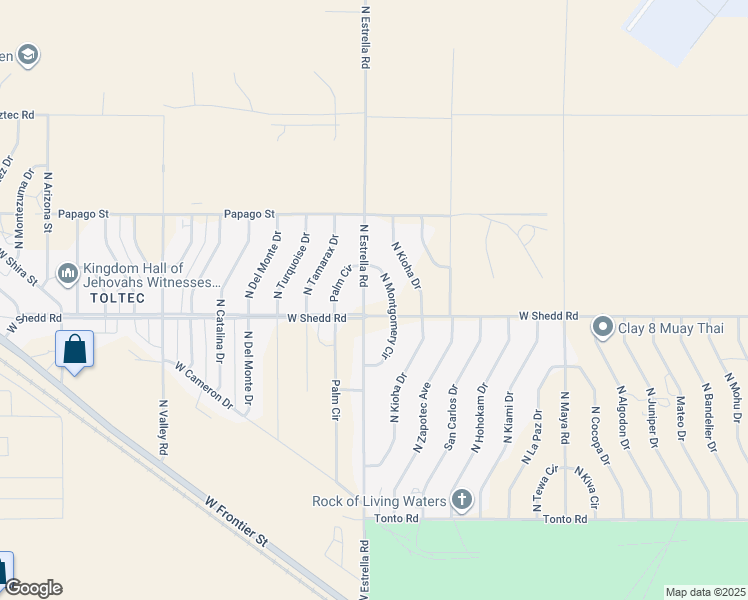 map of restaurants, bars, coffee shops, grocery stores, and more near 4030 West Montgomery Circle in Eloy