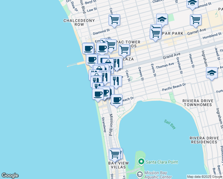 map of restaurants, bars, coffee shops, grocery stores, and more near 839 Reed Avenue in San Diego