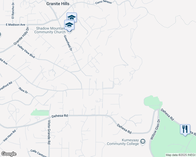 map of restaurants, bars, coffee shops, grocery stores, and more near 2370 Euclid Avenue in El Cajon