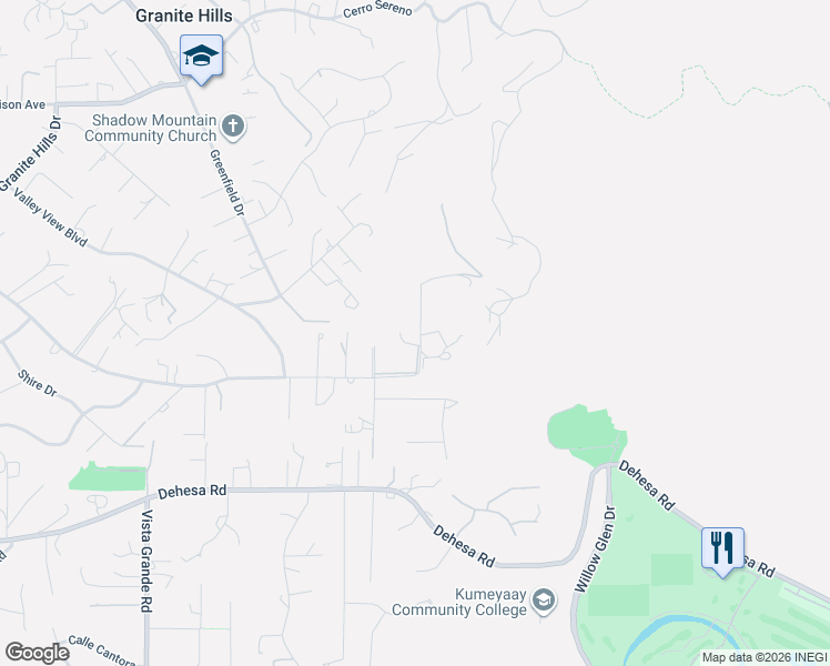map of restaurants, bars, coffee shops, grocery stores, and more near 2412 Euclid Avenue in El Cajon