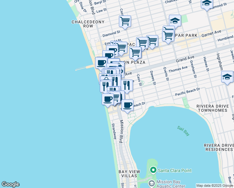 map of restaurants, bars, coffee shops, grocery stores, and more near 836 Reed Avenue in San Diego