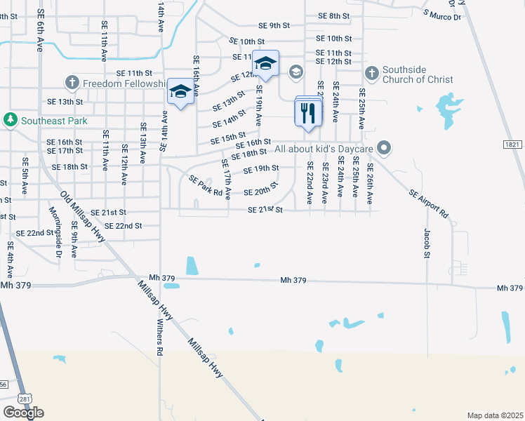 map of restaurants, bars, coffee shops, grocery stores, and more near 2008 Southeast 21st Street in Mineral Wells