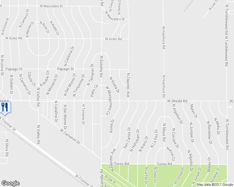 map of restaurants, bars, coffee shops, grocery stores, and more near 4030 North Kioha Drive in Eloy