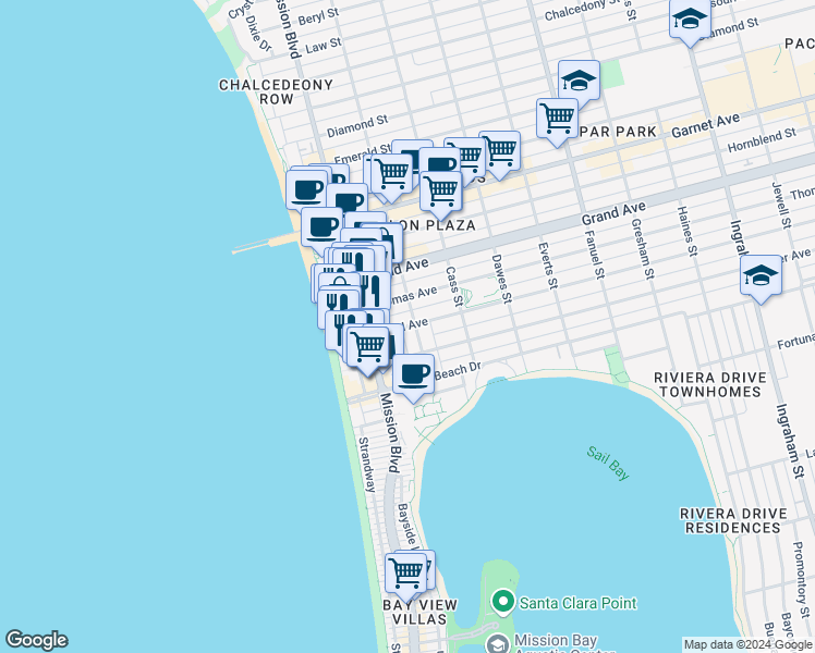 map of restaurants, bars, coffee shops, grocery stores, and more near 836 Reed Avenue in San Diego
