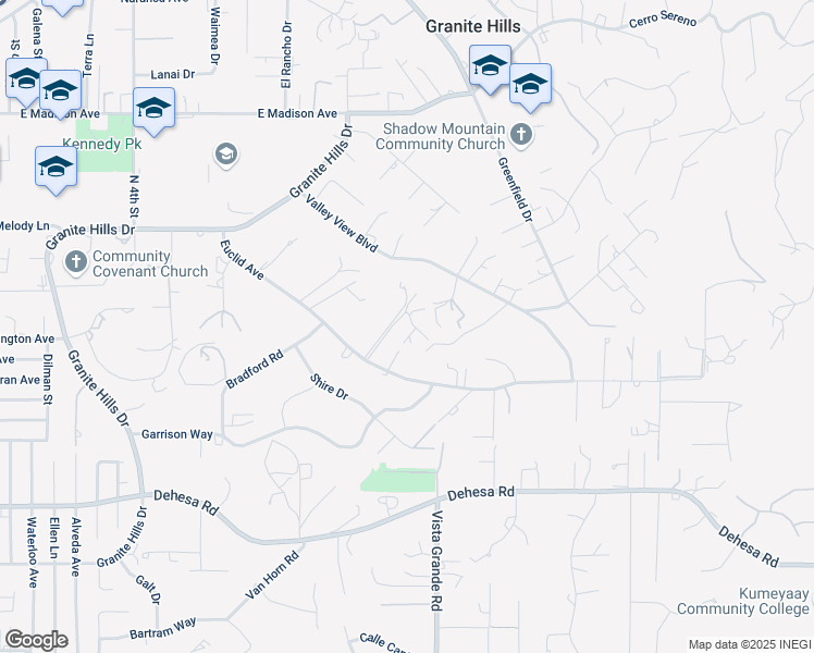 map of restaurants, bars, coffee shops, grocery stores, and more near 2103 Sunnyside Avenue in El Cajon