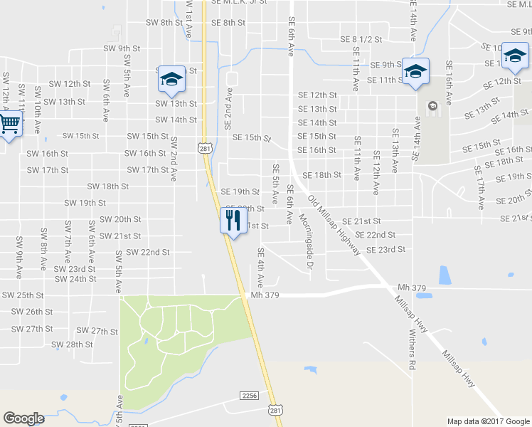 map of restaurants, bars, coffee shops, grocery stores, and more near 508 Southeast 20th Street in Mineral Wells