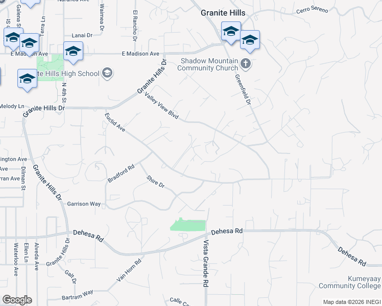 map of restaurants, bars, coffee shops, grocery stores, and more near 2103 Sunnyside Avenue in El Cajon